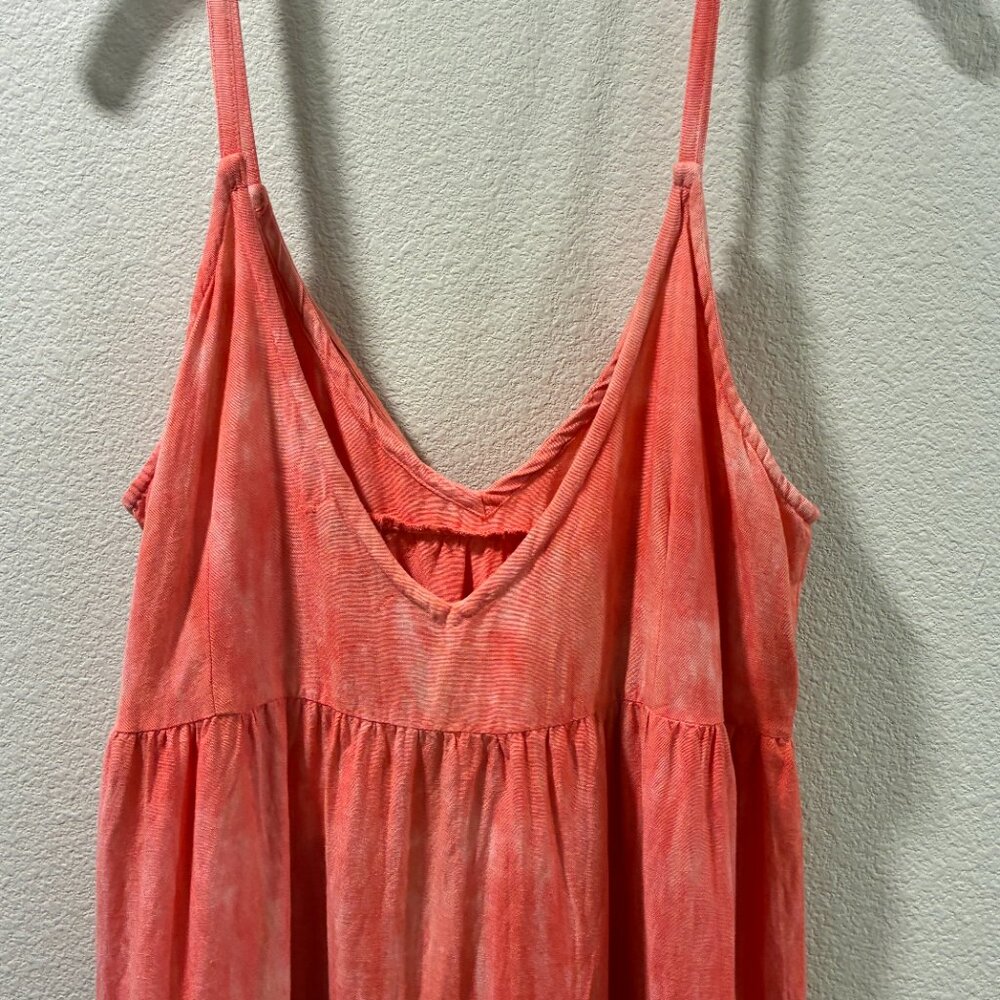 ATTIC SALT Strappy Tie Dye V-Neck Bow Tie Empire Mini Sundress Orange/White XL - Picture 9 of 11